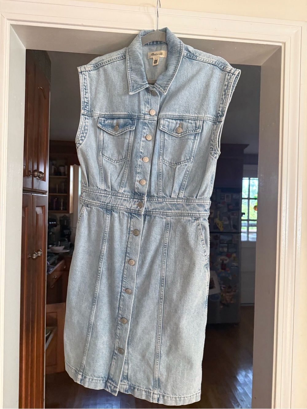 Madewell Light Blue Sleeveless Denim Shirt Dress